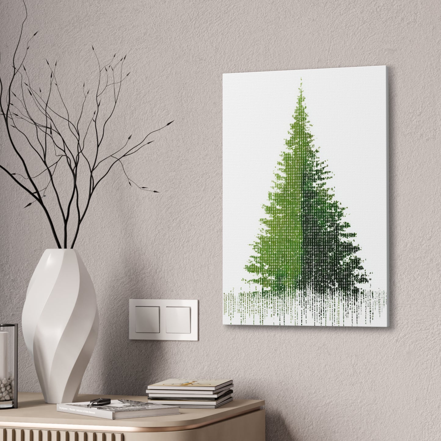 Pine Tree Mode Canvas Stretched Art — 0.75" Woodland Wall Decor