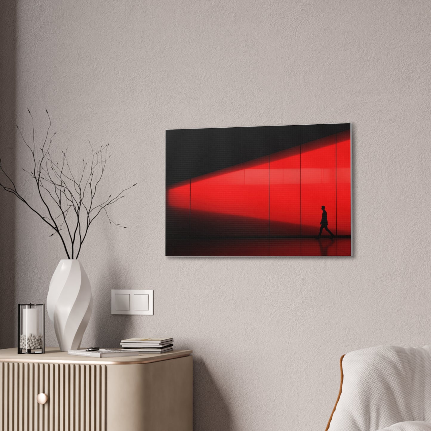 Solitude in Red- Minimalist Canvas Wall Art