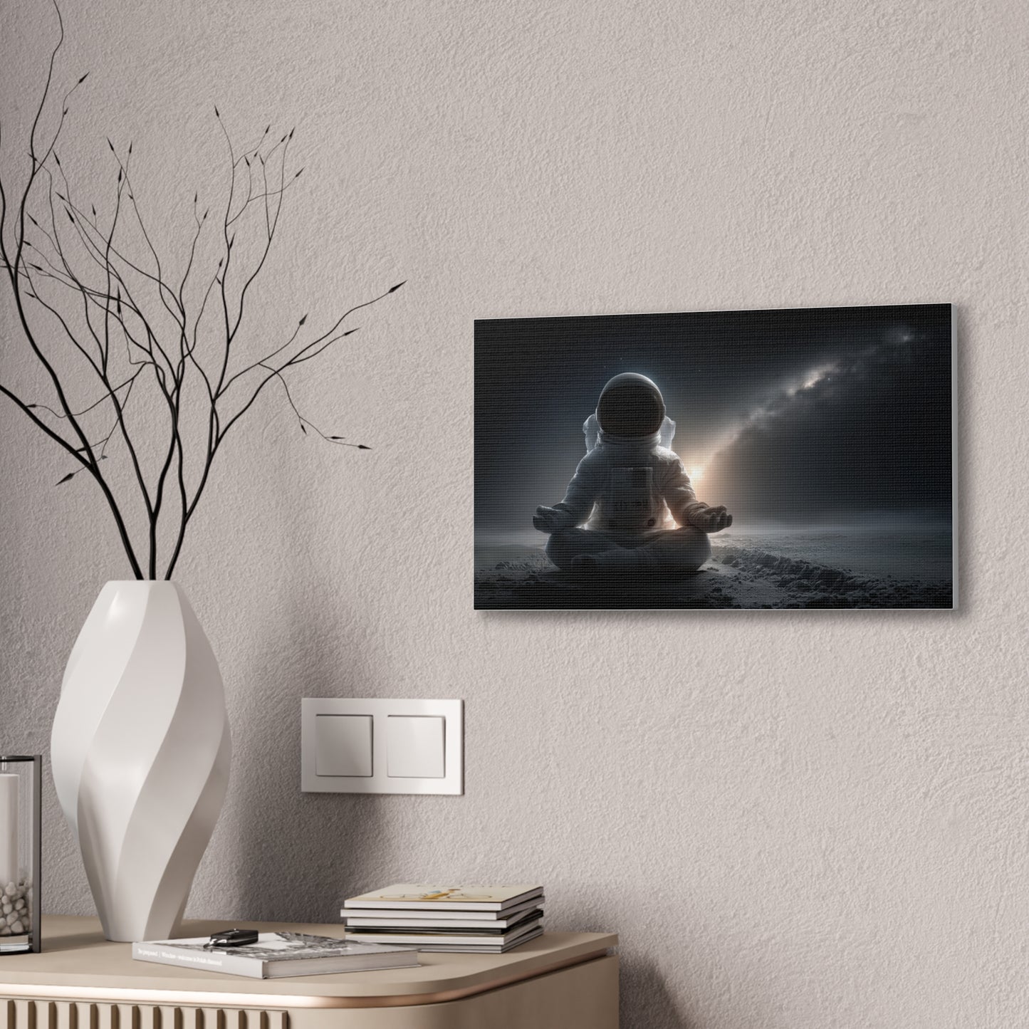 Meditating Astronaut Canvas Wall Art — Space Galaxy Zen Stretched Canvas