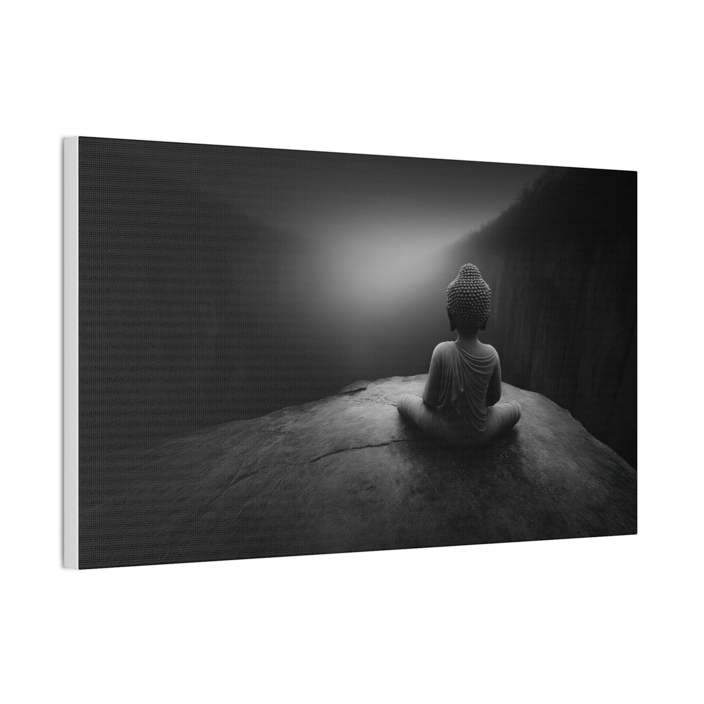 Meditating Buddha Canvas Print — Serene Black & White Zen Wall Art