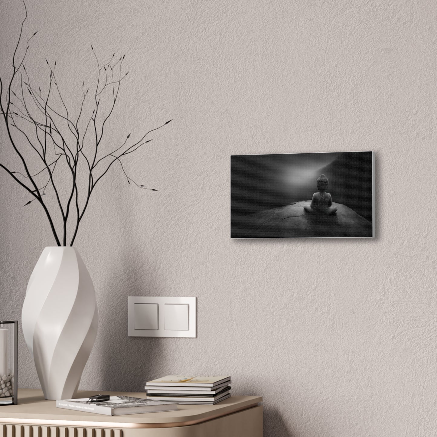 Meditating Buddha Canvas Print — Serene Black & White Zen Wall Art