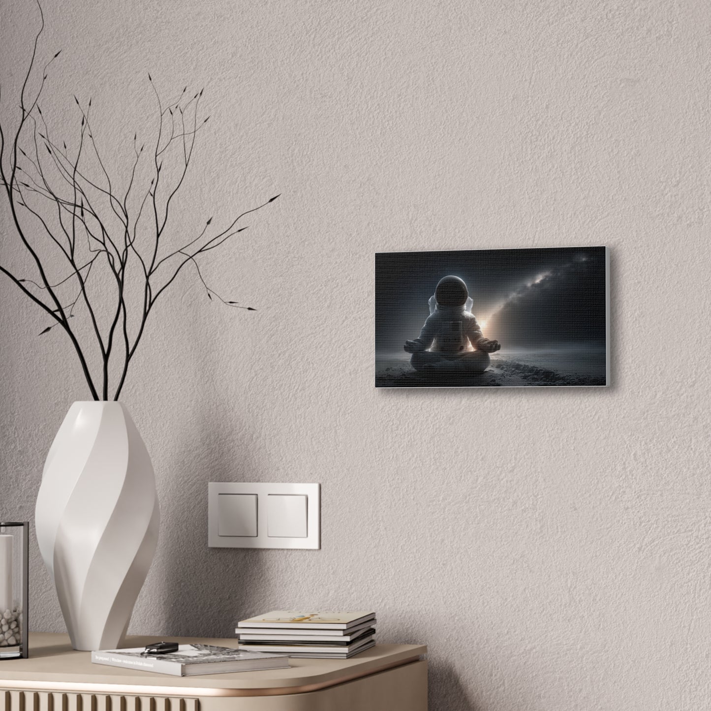 Meditating Astronaut Canvas Wall Art — Space Galaxy Zen Stretched Canvas