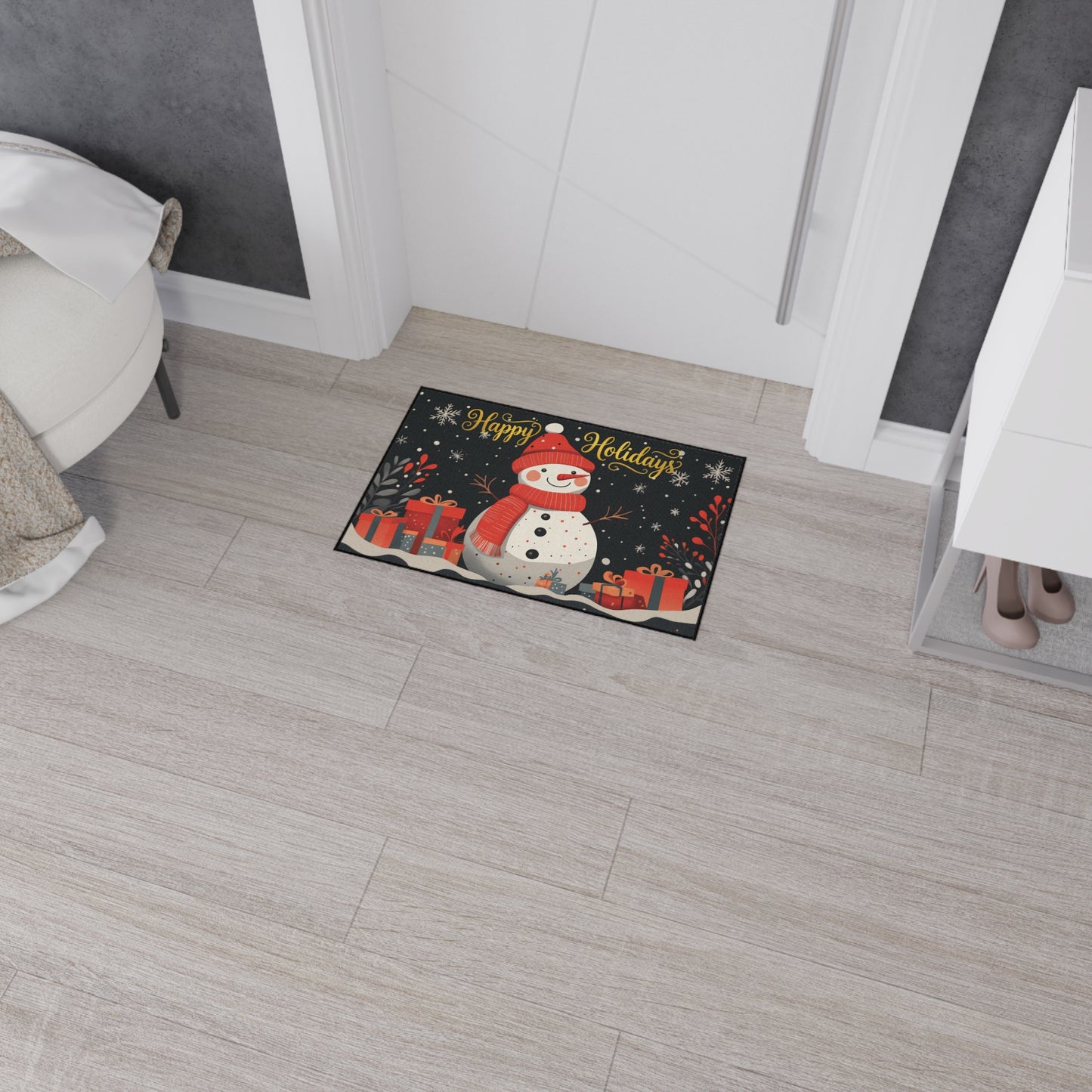Snowman with Presents Heavy Duty Floor Mat | Happy Holidays doormat