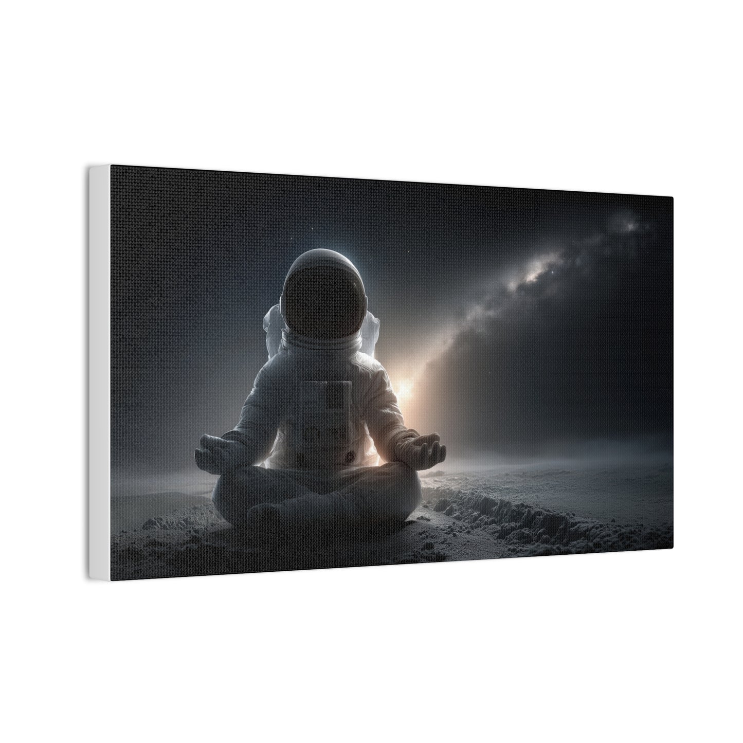 Meditating Astronaut Canvas Wall Art — Space Galaxy Zen Stretched Canvas