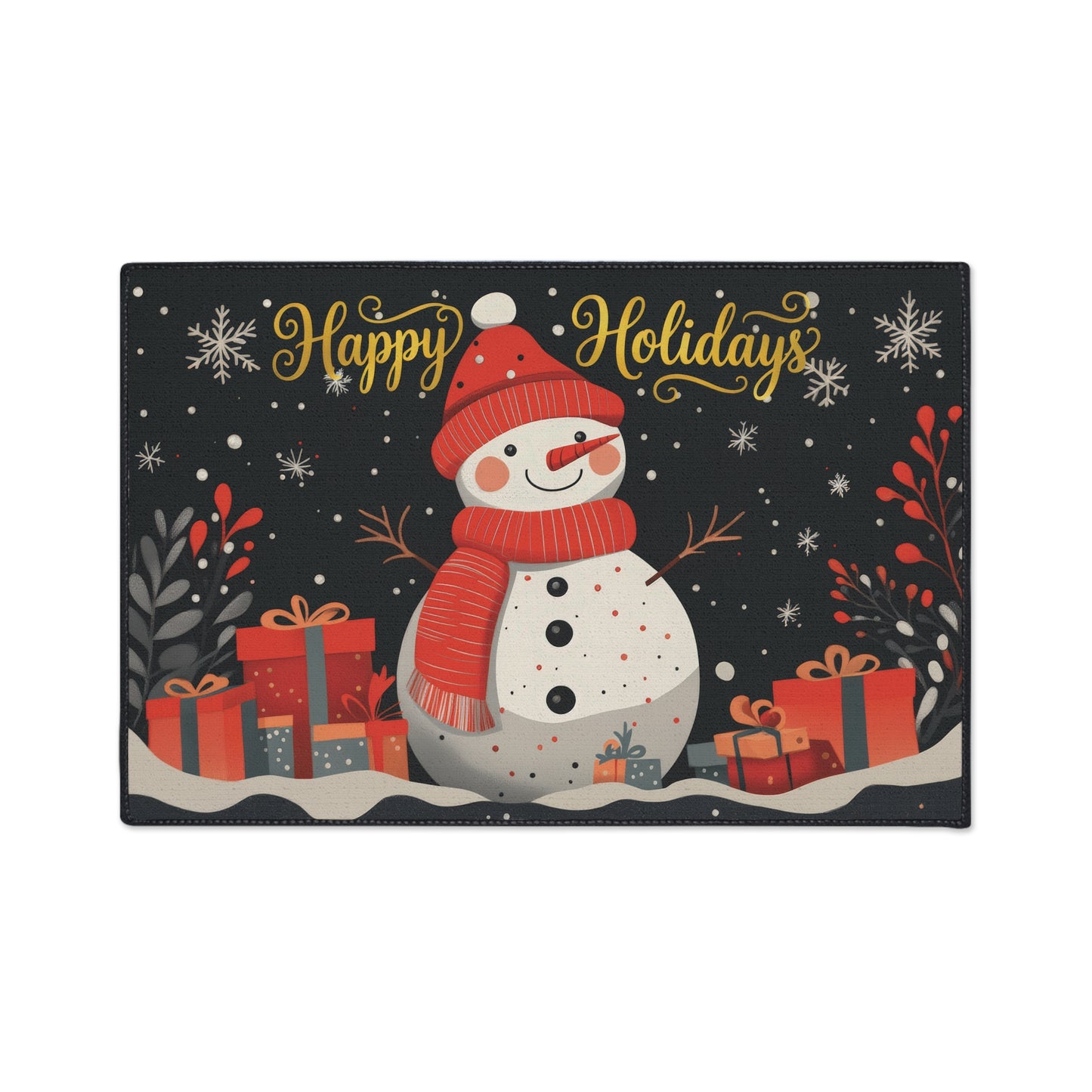 Snowman with Presents Heavy Duty Floor Mat | Happy Holidays doormat