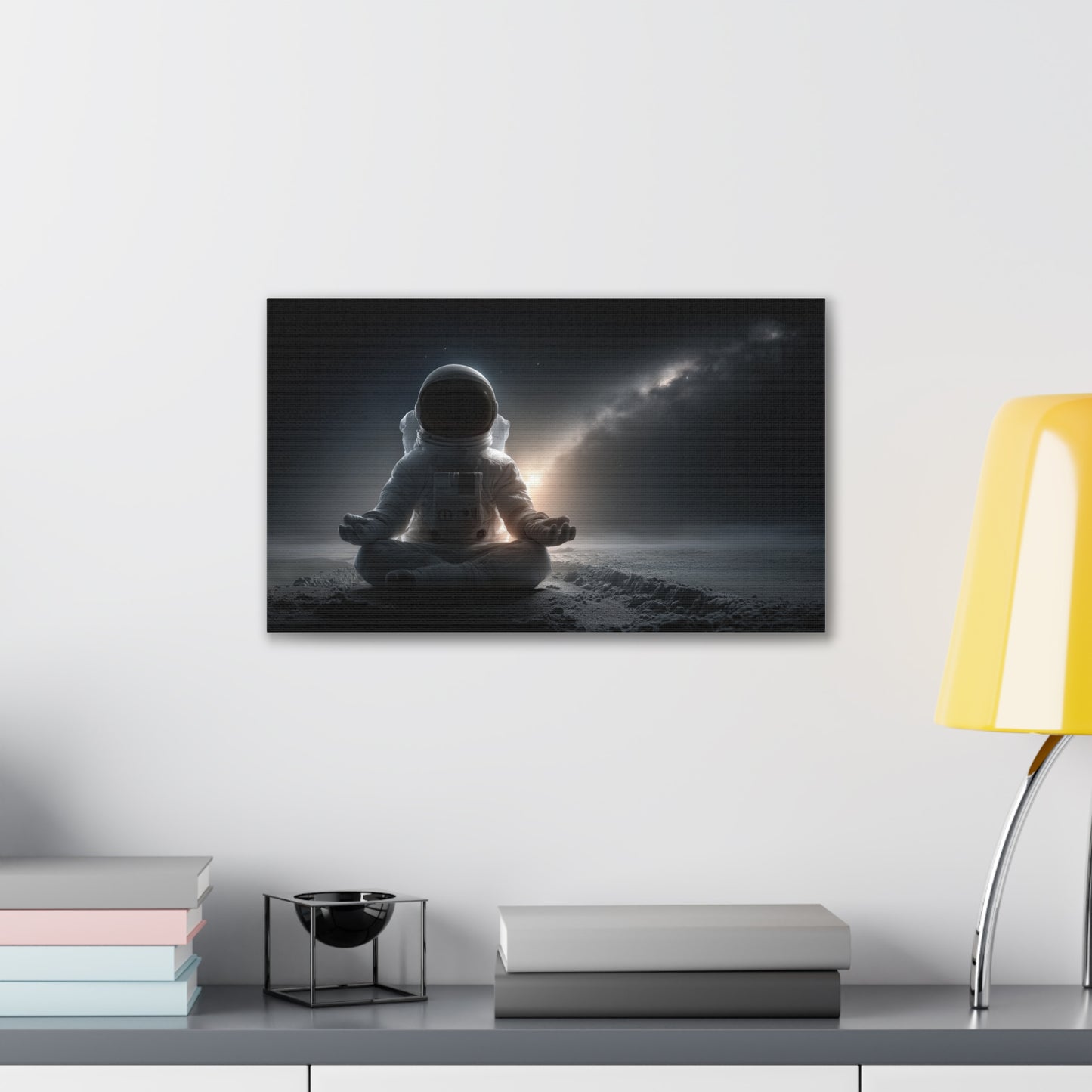 Meditating Astronaut Canvas Wall Art — Space Galaxy Zen Stretched Canvas