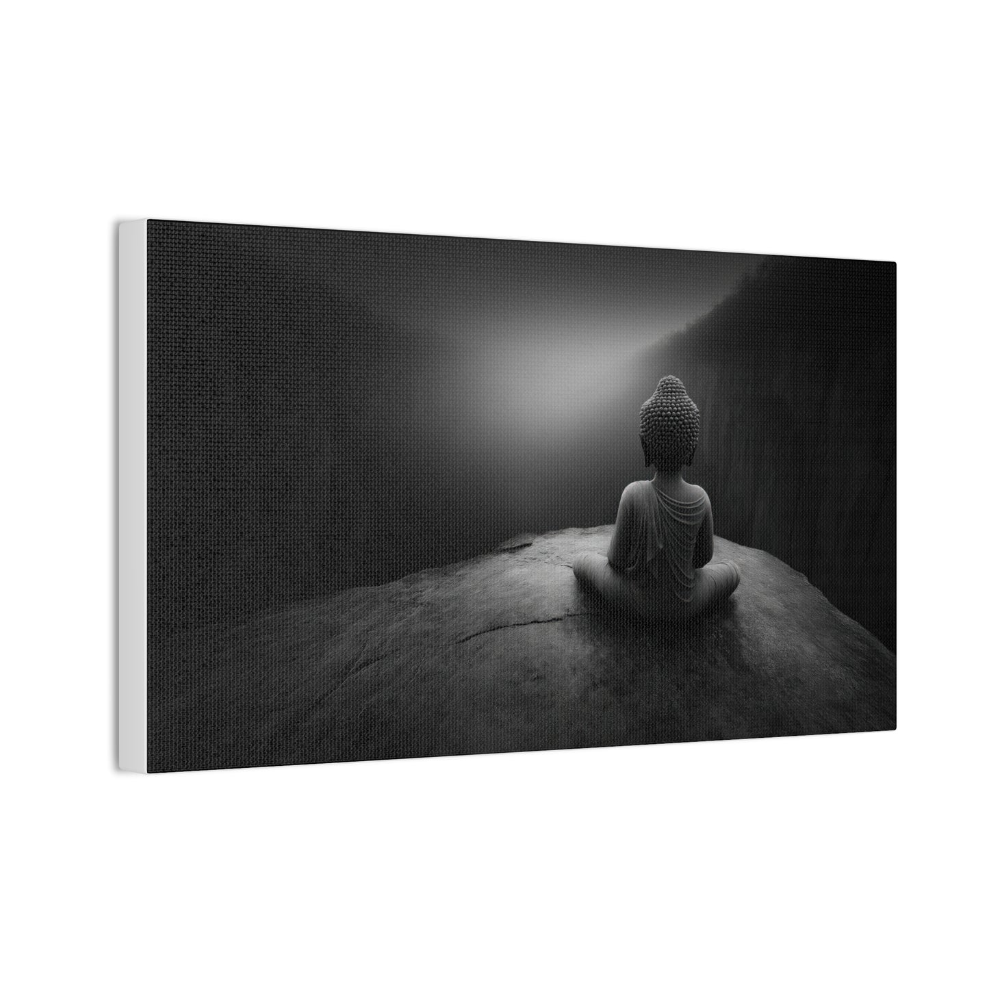Meditating Buddha Canvas Print — Serene Black & White Zen Wall Art
