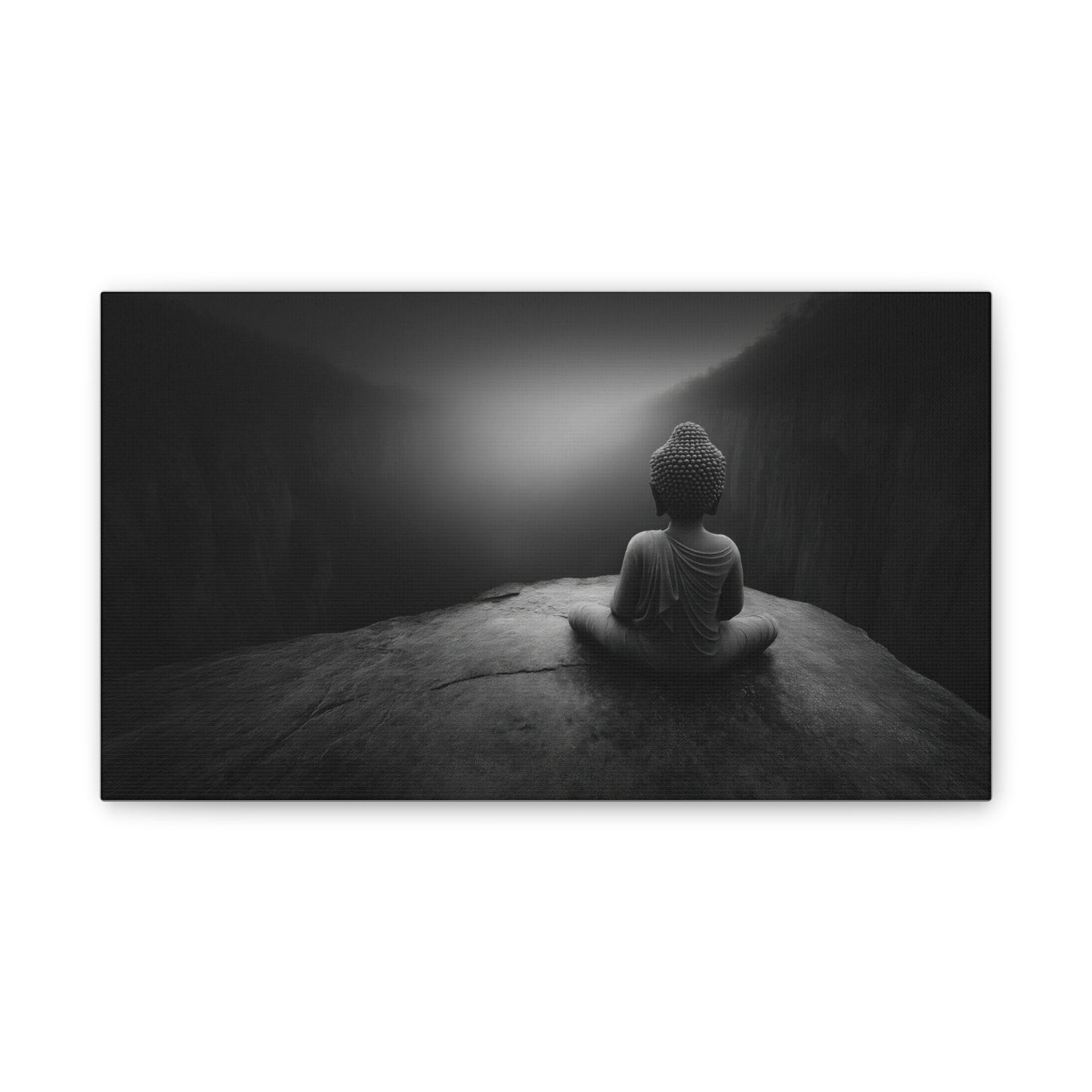 Meditating Buddha Canvas Print — Serene Black & White Zen Wall Art