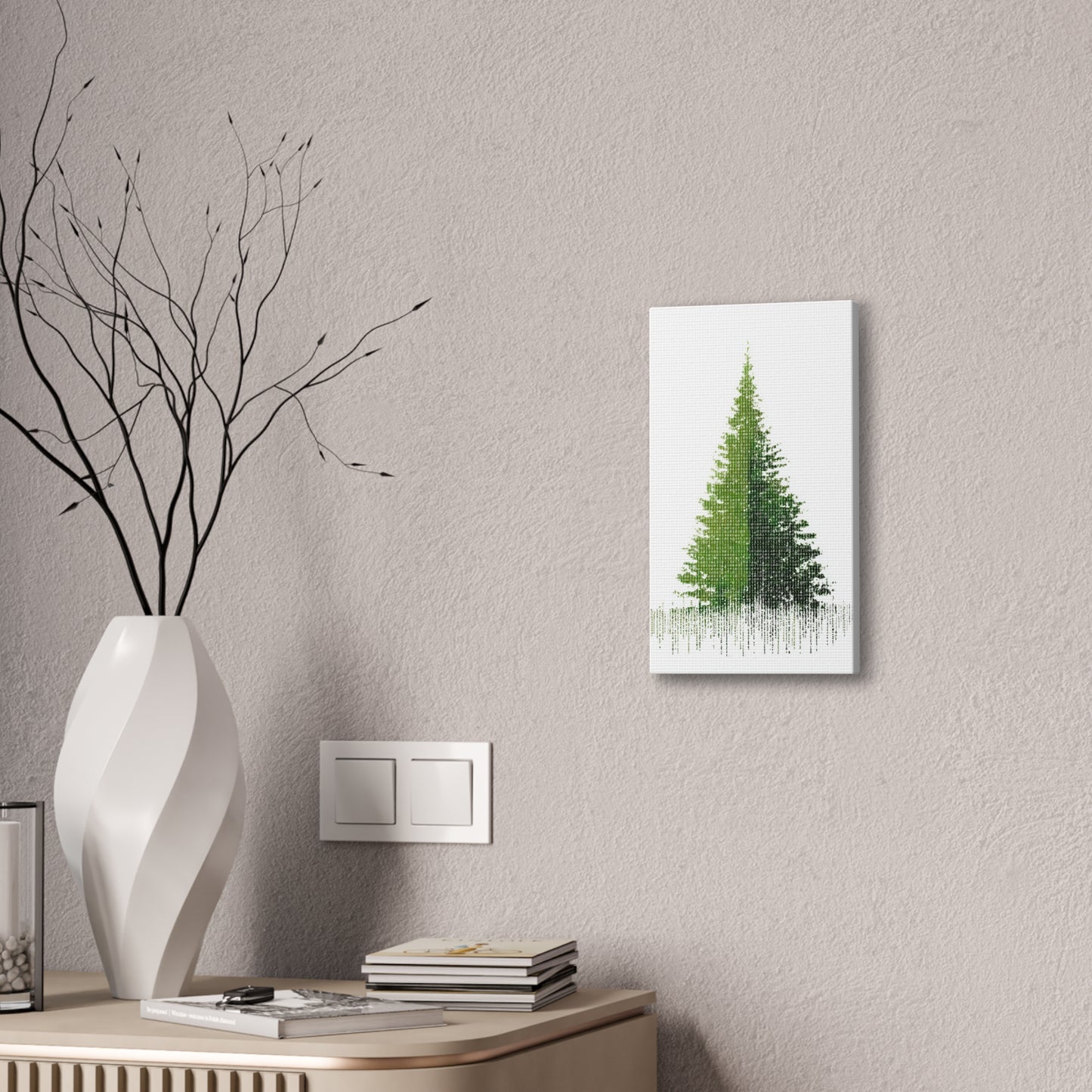 Pine Tree Mode Canvas Stretched Art — 0.75" Woodland Wall Decor