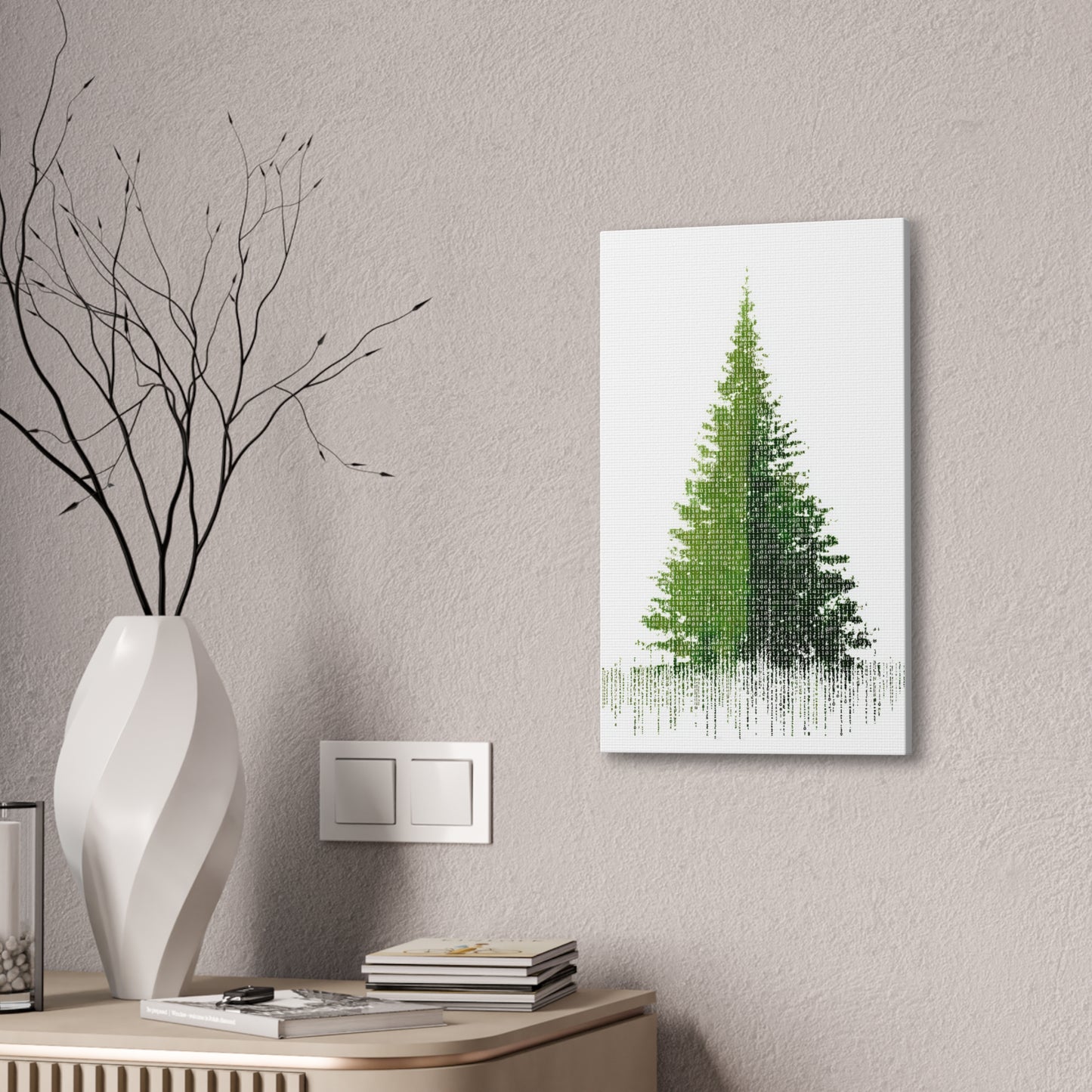 Pine Tree Mode Canvas Stretched Art — 0.75" Woodland Wall Decor