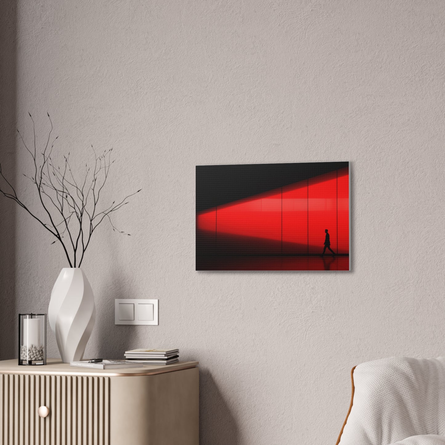 Solitude in Red- Minimalist Canvas Wall Art