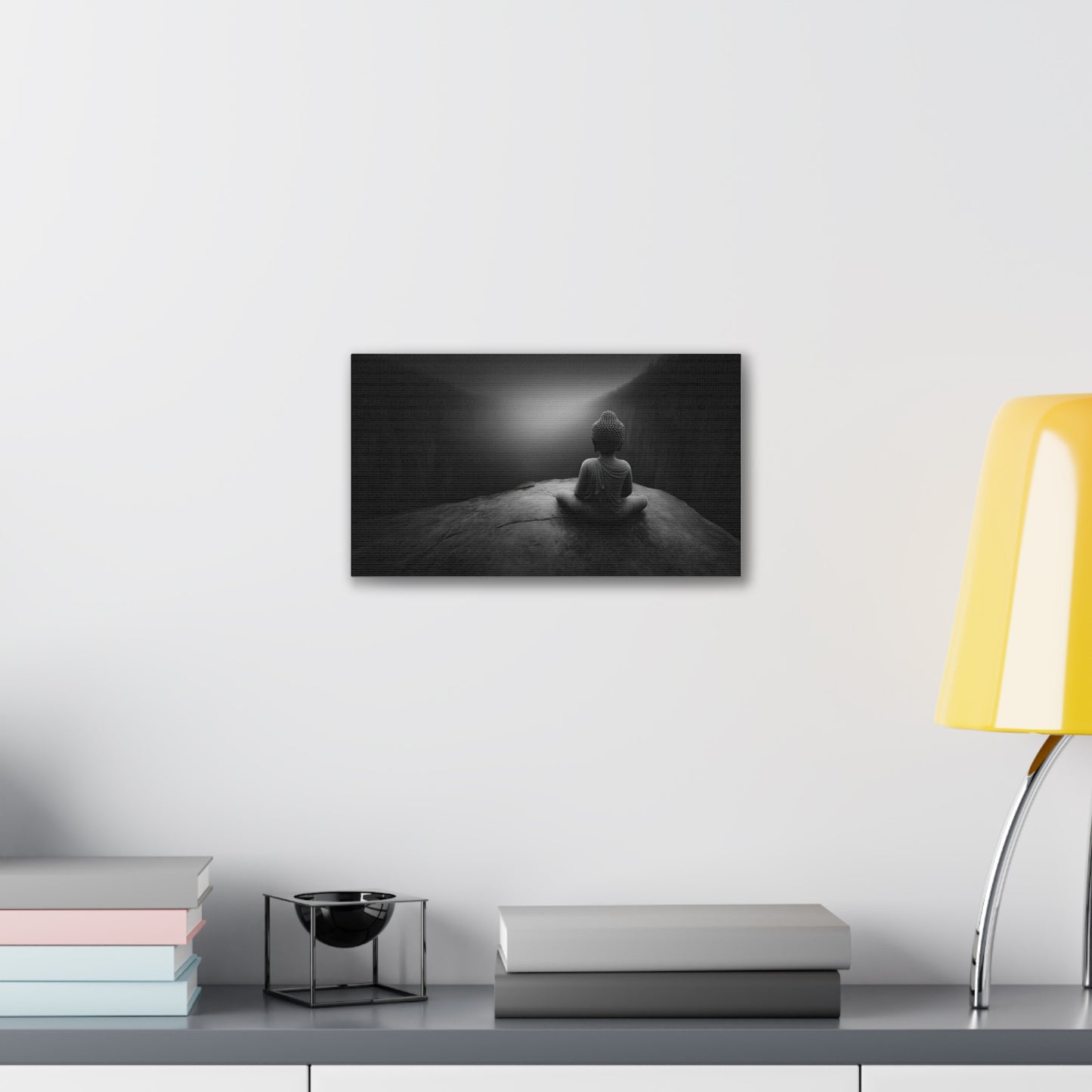 Meditating Buddha Canvas Print — Serene Black & White Zen Wall Art
