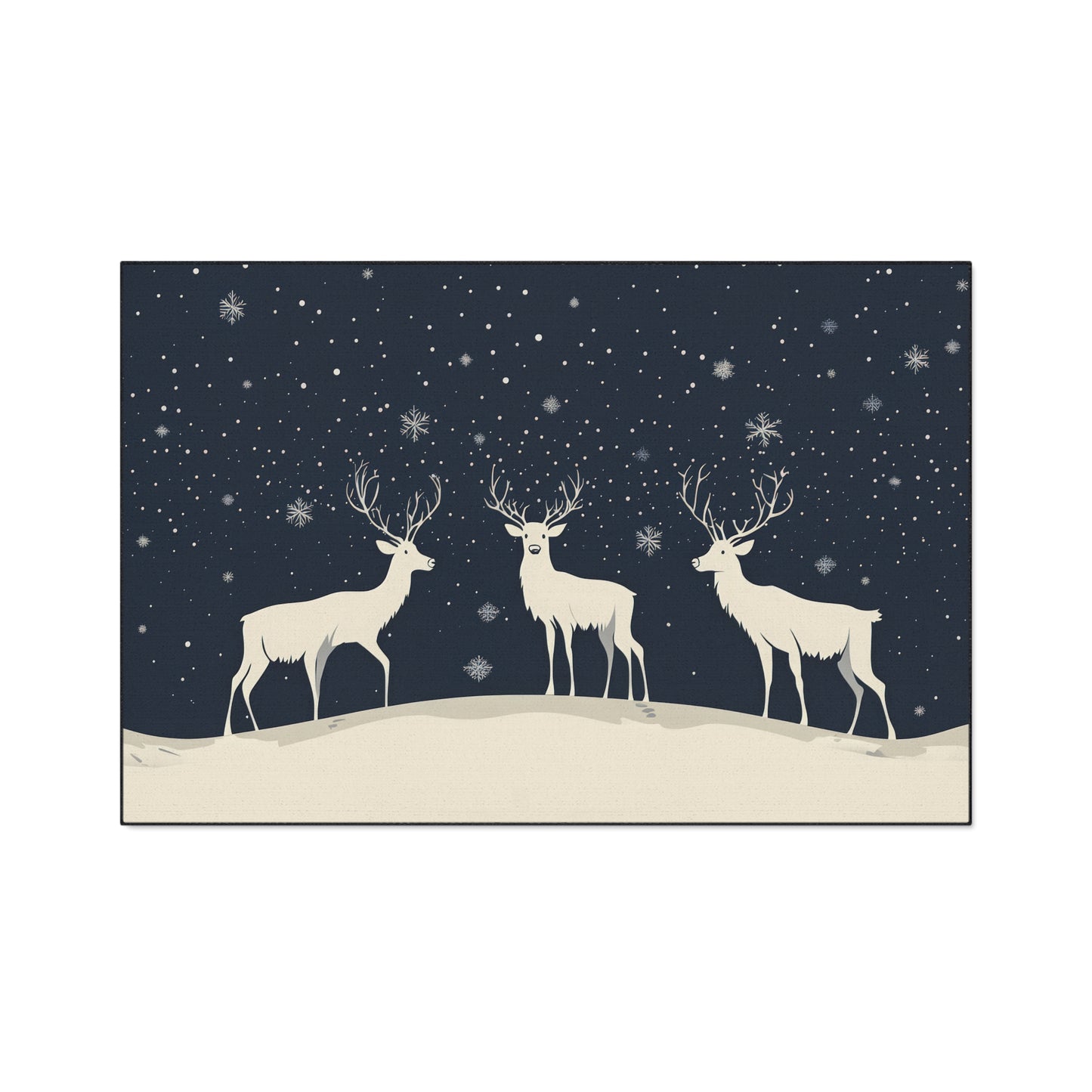 Winter Reindeer Heavy-Duty Floor Mat — Snowy Night Entryway Rug